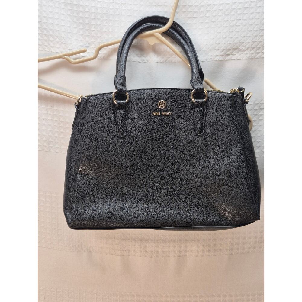 nine west faux leather black womens hand bag MISSING STRAP